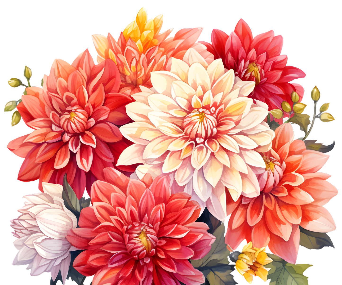 Stainless Steel Tumbler - Orange & White Dahlia Mix