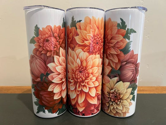 Stainless Steel Tumbler - Orange Dahlia Mix