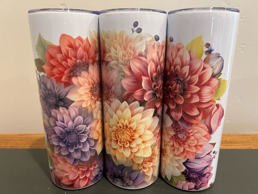 Stainless Steel Tumbler - Purple Dahlia Mix